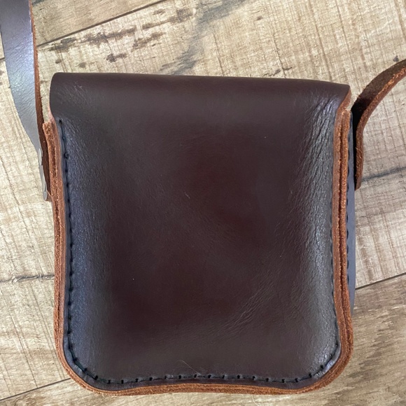 African Handmade Brown Leather Crossbody Bag with Colorful Leather Accent - Picture 5 of 12